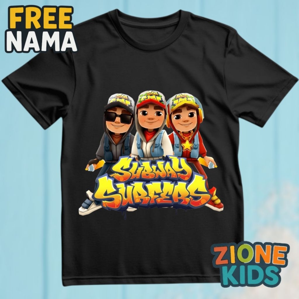 ZIONEKIDS เสื้อยืดเด็กชาย/หญิงเกม Subway Surfer Graffiti ฟรีชื่อที่กําหนดเอง – เสื้อผ้าเด็กอินเทรนด์