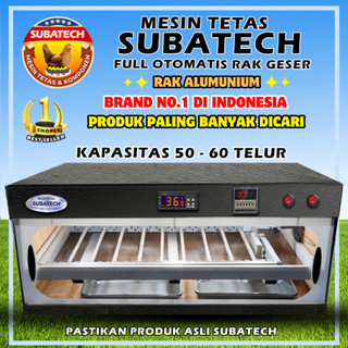 SUBATECH Mesin Tetas Telur Full Otomatis MTFORG-50 Penetas Rak Geser Alumunium