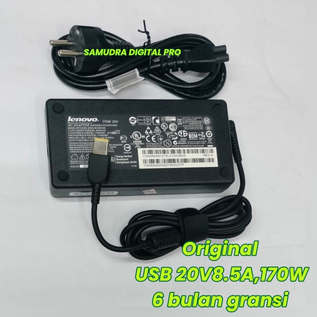 เดิม Lenovo L0Q 15IA9 20V8.5, 170W แล็ปท็อปอะแดปเตอร์/เครื่องชาร์จ