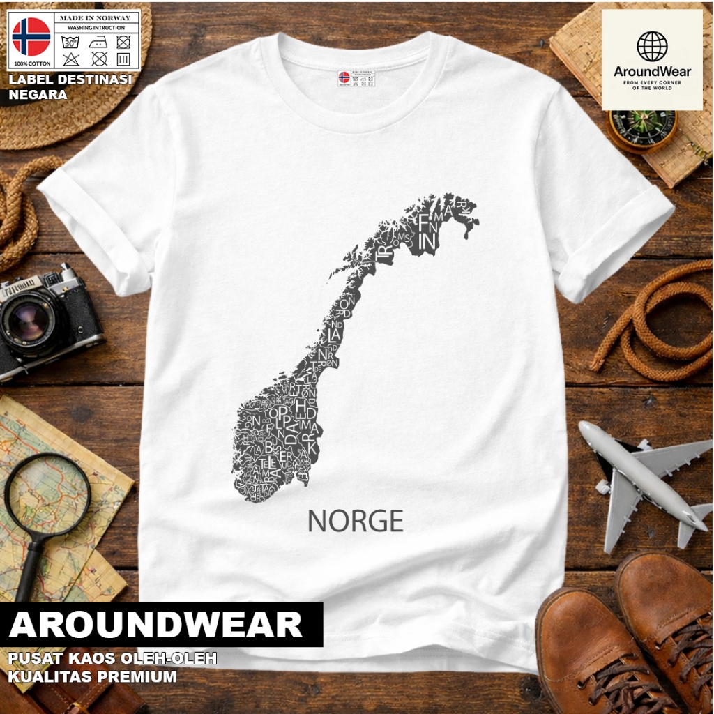 เสื้อยืด NORWAY SOUVENIR 45 พร้อมแท็ก NATIONAL จาก NORWAY COTTON 30S ของขวัญพรีเมี่ยม SOUVENIR