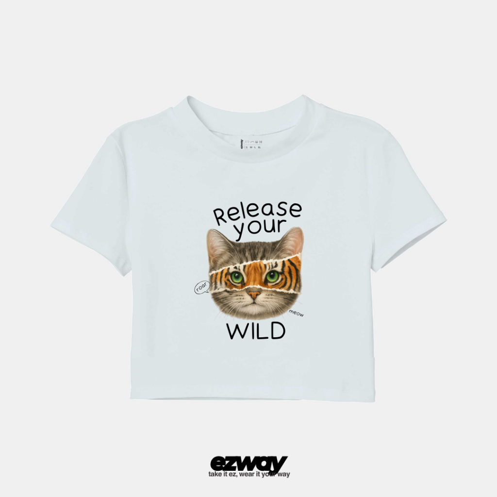เสื้อยืด Ezway Oversize Wild Cat | เสื้อยืดโอเวอร์ไซส์ครอปเด็ก Unisex