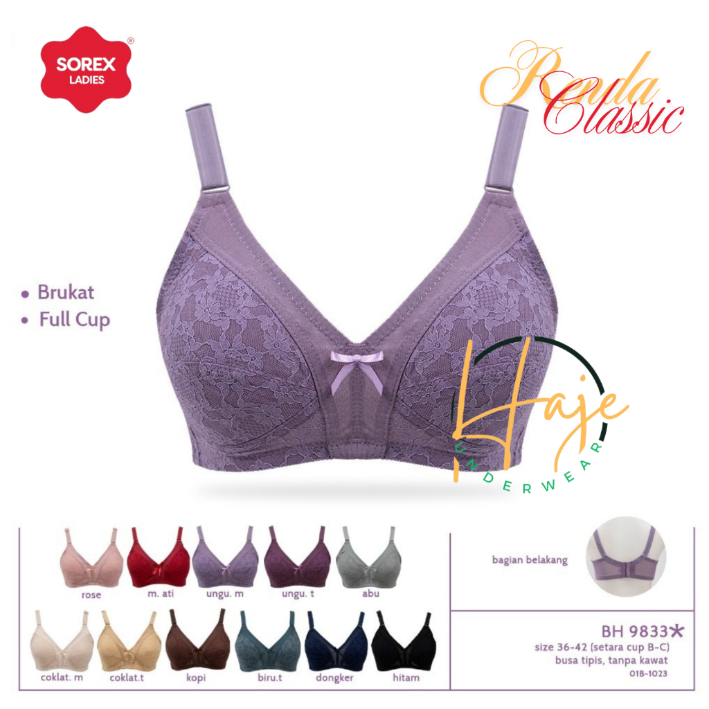 Sorex Classic Lace Bra Big Cup Wireless art 9833 Size 36,38,40,42 // Bra Cup C