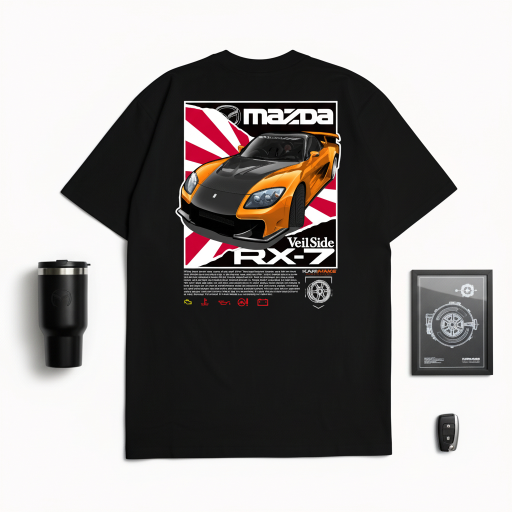 KARIMAKE เสื้อยืด Distro ภาพรถ Unisex MAZDA RX7 HAN TOKYO DRIFT V2