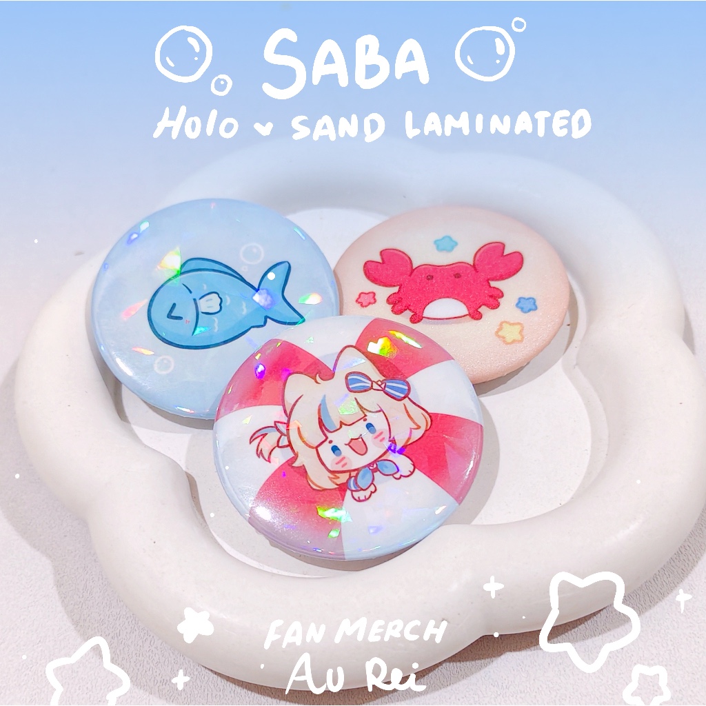 ใหม่ Sameko saba fan merch vtuber พวงกุญแจพิน | สติ๊กเกอร์ไวนิล Holo pin deco by au rei