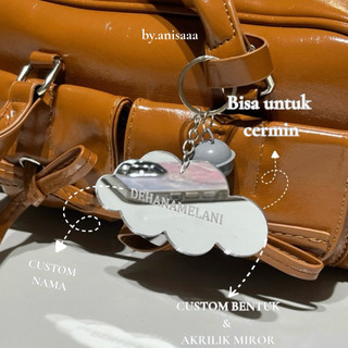 by.anisaaa - Custom Nama Keychain Akrilik Gantungan kunci Gantungan tas Keychain Akrilik Kaca Miror Bebas Request