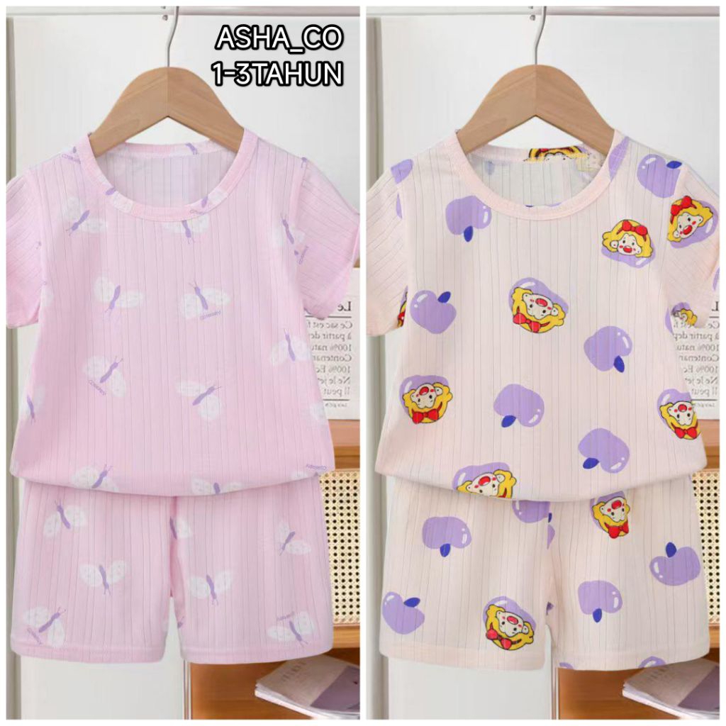 KUBAO TENCEL HP PAJAMAS (สั้นสั้น) สําหรับเด็กผู้หญิง อายุ 1-3 ปี