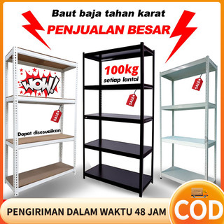 Rak Besi Siku 5 Susun Rak Tanpa Baut Serbaguna Boltless Rack Boltless MDF 5/6 Lapisan Rak Tugas Berat yang Dapat Disesuaikan Rak Penghemat Ruang Rak Penyimpanan Penghemat Ruang Rak Penyimpanan Helf Logam Tahan Karat Rak pajangan supermarket rak