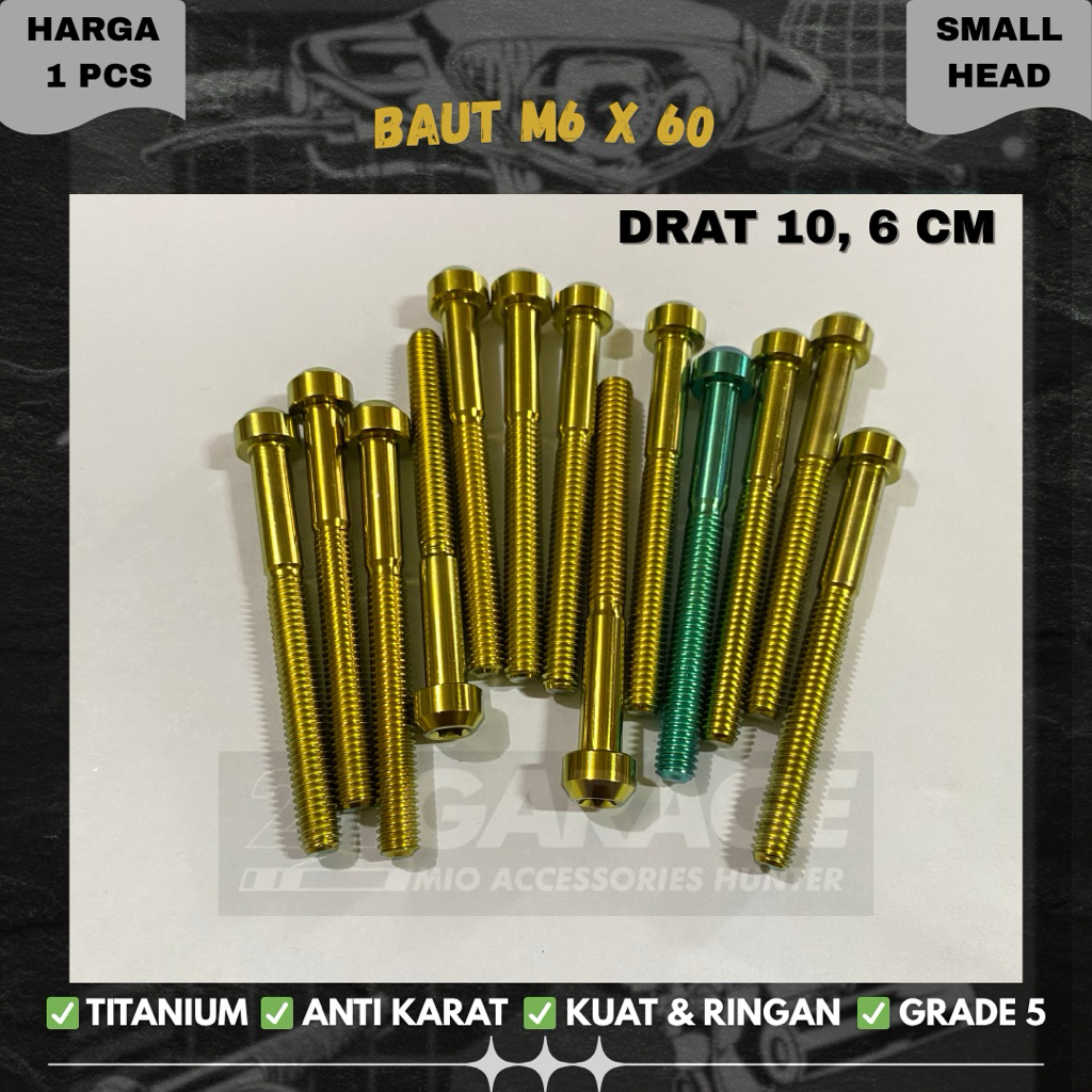 BOLT TITANIUM M6 x 60 SMAL HEAD TITANIUM