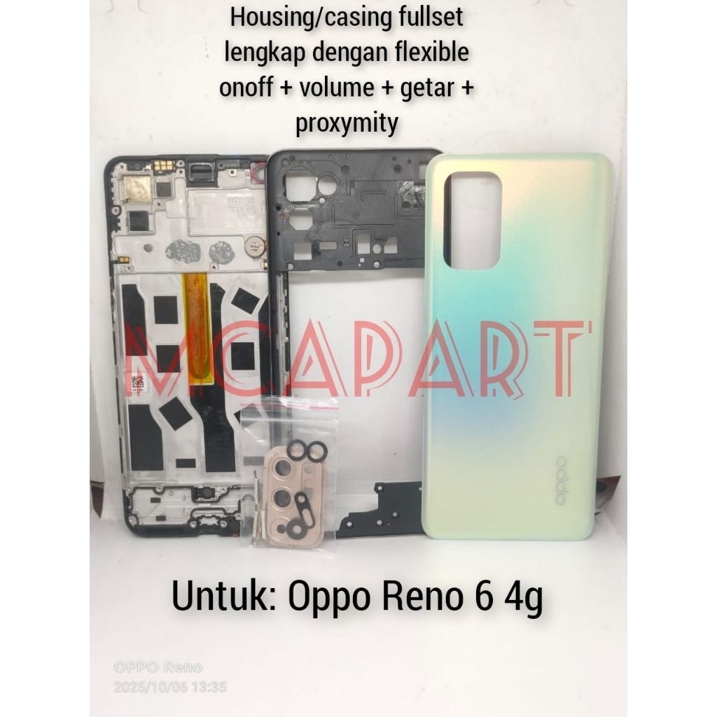 การทําสําเนา FULLSET BACKDOOR + BAZZEL + กรอบ LCD OP RENO 6 4G (ALTREADY HAS FLX ONOFF + VOLUME + FL