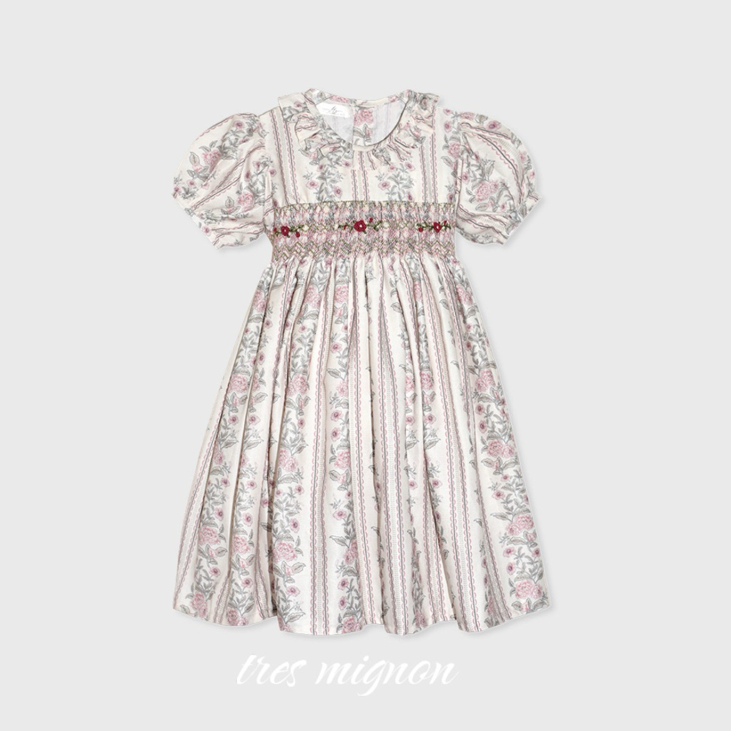 TRES MIGNON Kia Handsmock Dress for Girls Premium Classic Vintage Unique Age 1-6 ปี