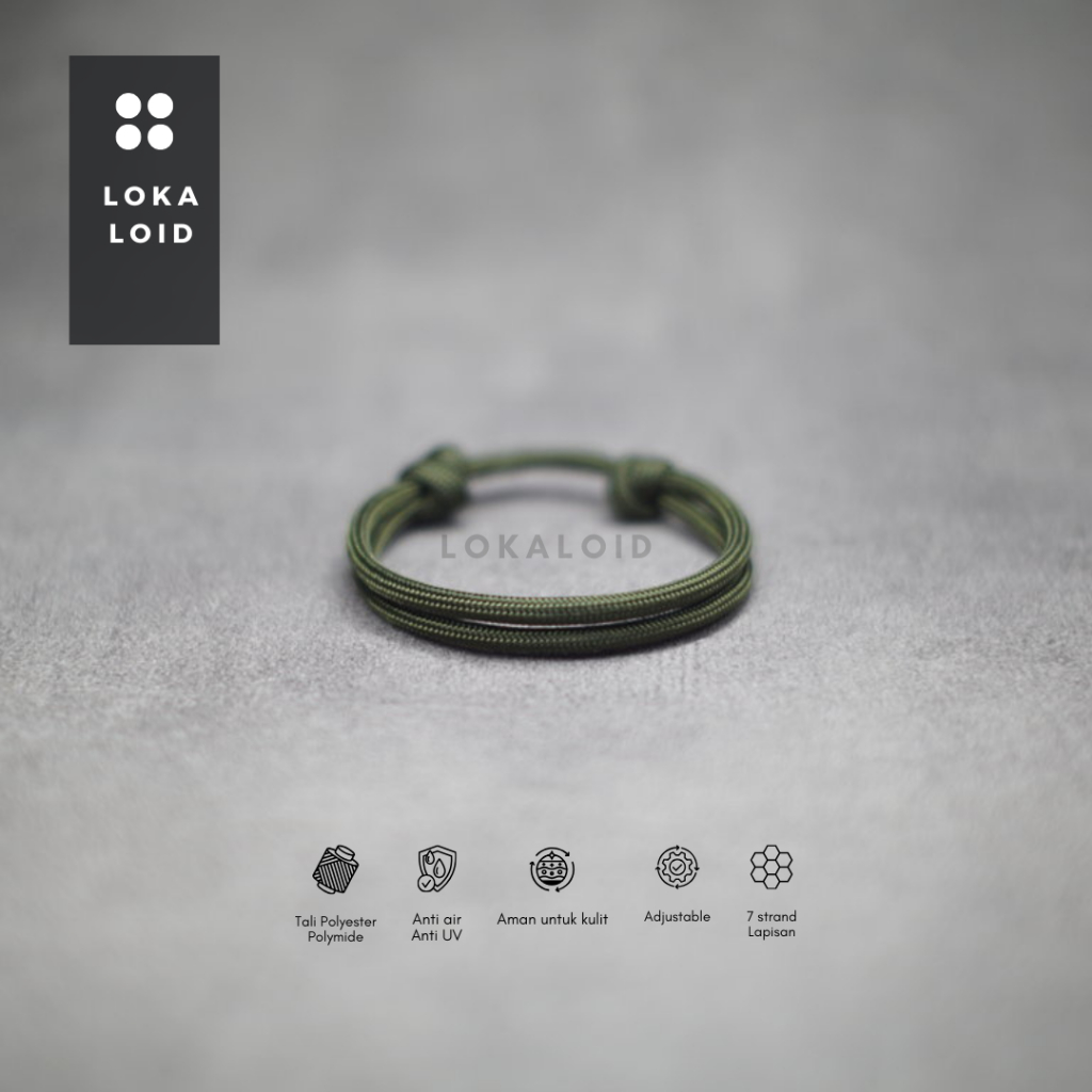 สร้อยข้อมือเชือกพาราคอร์ดธรรมดา Plain Edition 550Lbs 7Strand Inside Lokaloid