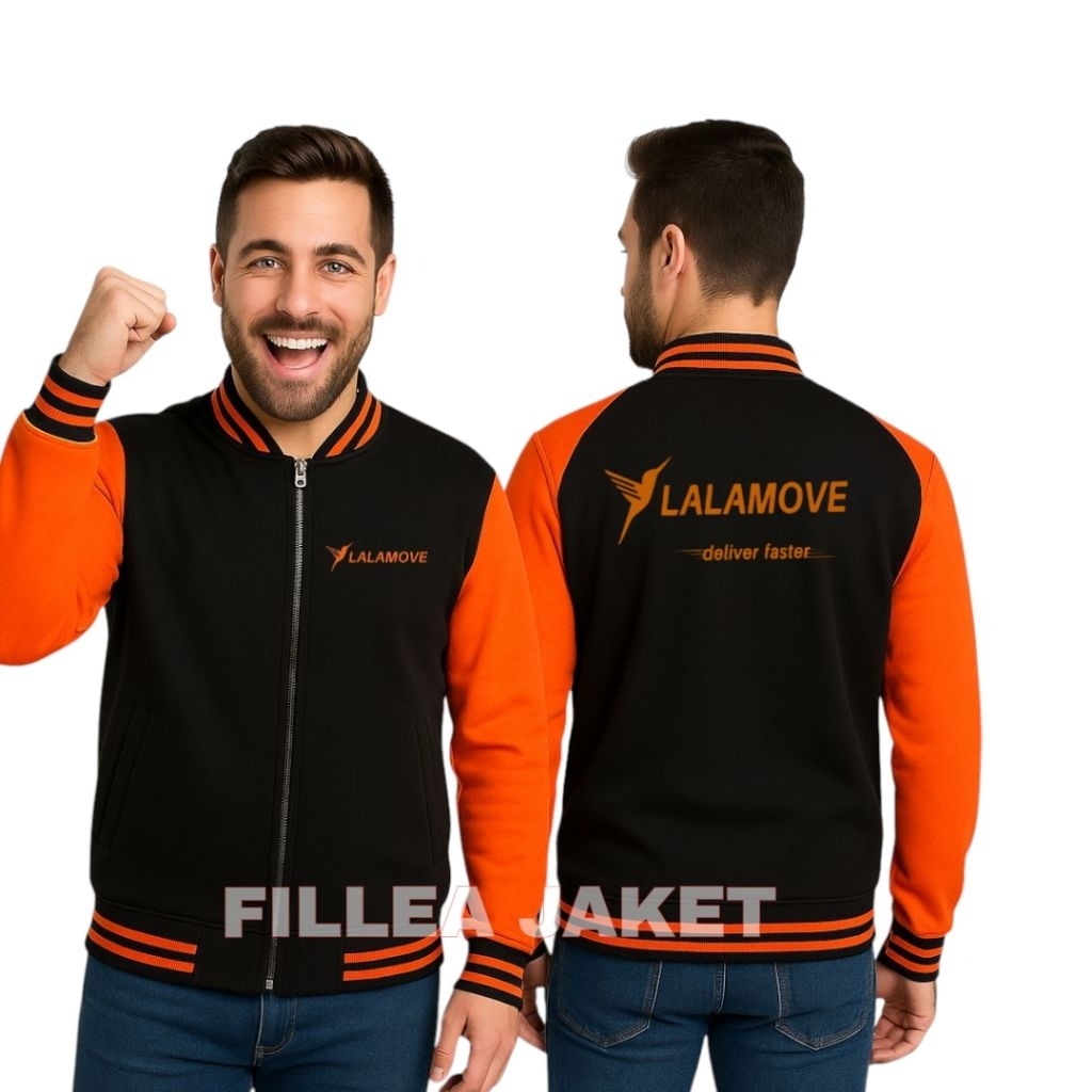 เสื้อสเวตเตอร์ซิป Varsity โลโก้เบสบอล Lalamove ojol เท่ๆ | ล่าสุด ลาล่ามูฟ เสื้อกันหนาวซิปคนขับเรียบง่ายสําหรับผู้ชายและผู้หญิง