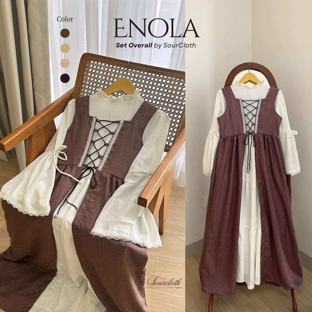 Enola Set โดย SourCloth - เดรสธีม Cottage Core Enola Holmes และชุด Cardi