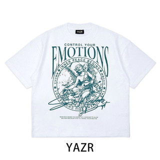 YAZR Simplimoods - Kaos Boxy Tee Fit Oversize Tshirt Emotions Cream Ivory Katun Combed 24s Unisex