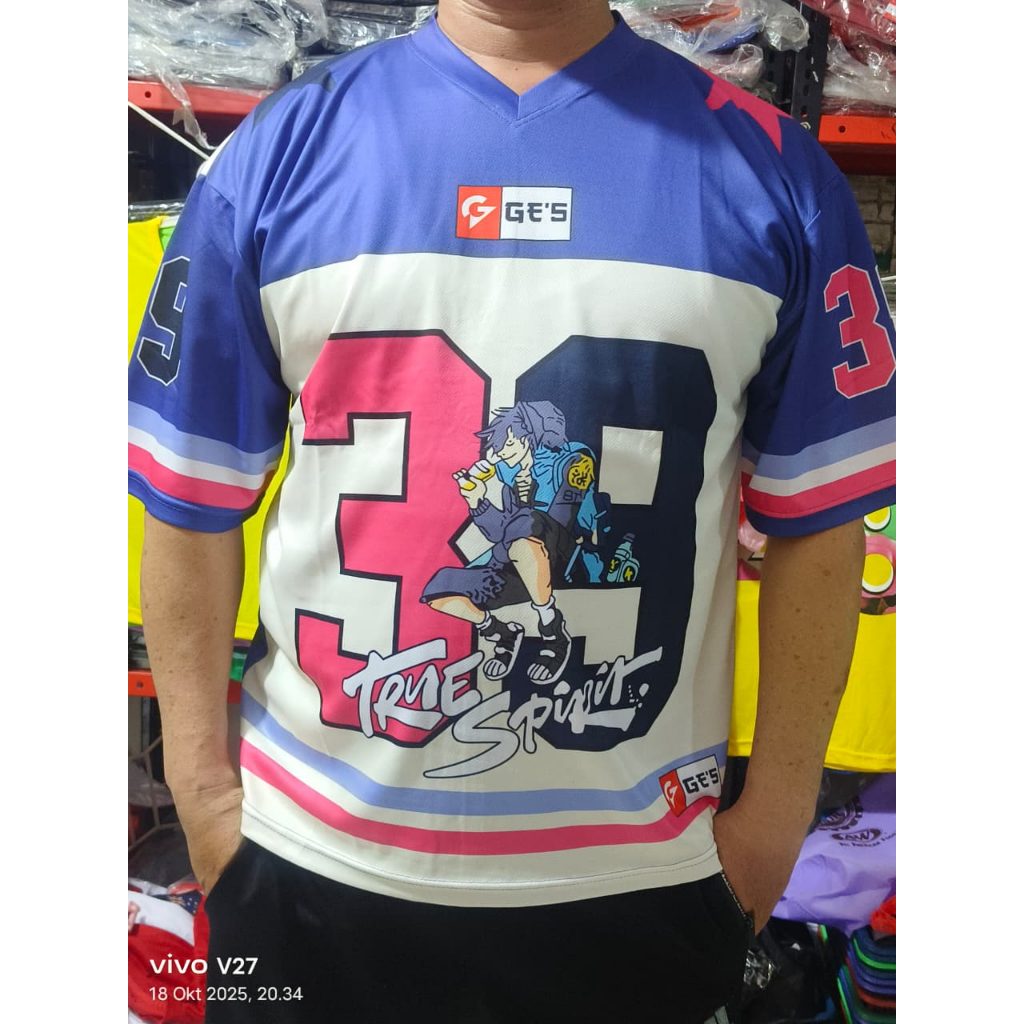 OVER SIZE JERSEY/เสื้อผ้าUNISEX/หมายเลขฟิสิกส์สําหรับผู้ชายและผู้หญิง