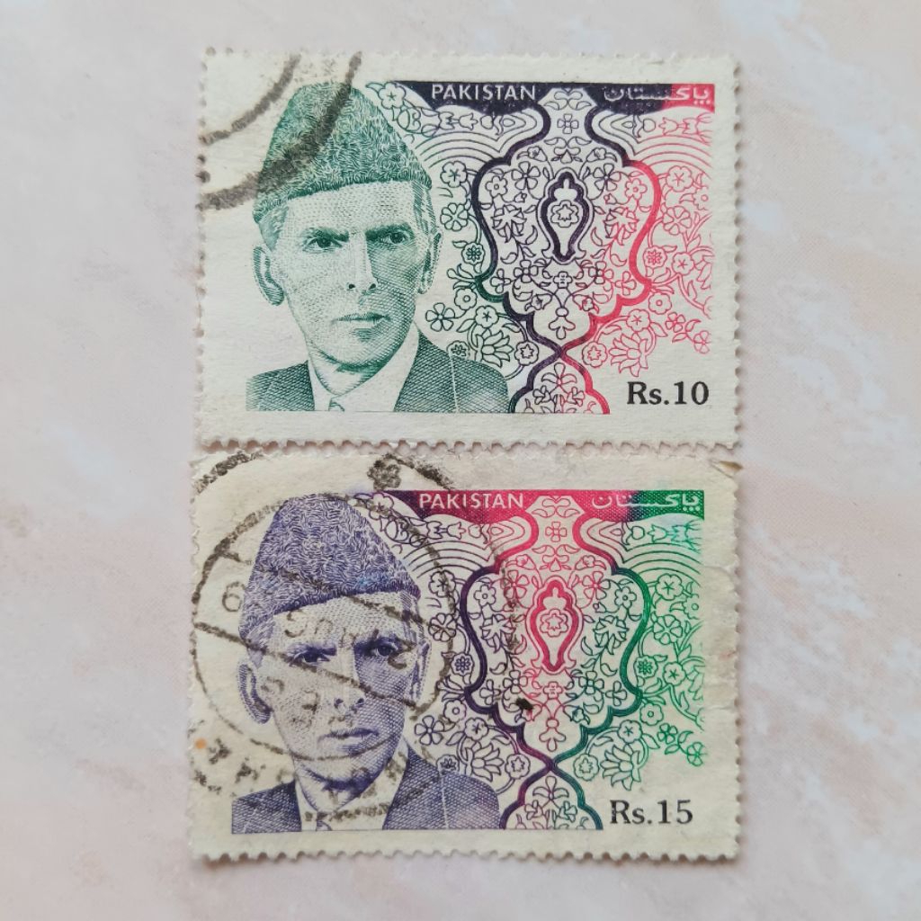 (AG) แสตมป์ปากีสถาน 1994 Mohammed Ali Jinnah Definitives (194-) ชุด 2 ชิ้น ใช้แล้ว