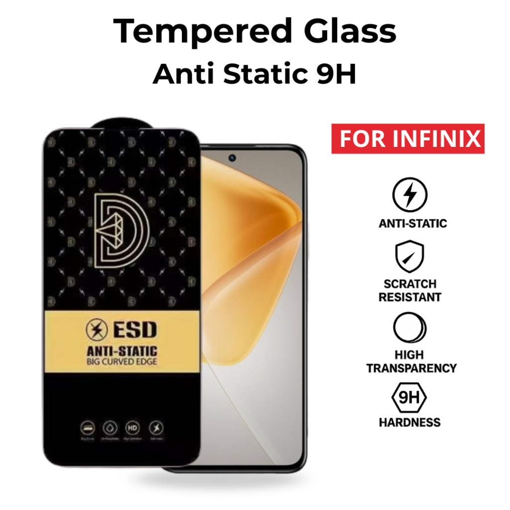 กระจกนิรภัย Anti Static Infinix Series Full Cover 9H Big Curved ขายส่ง