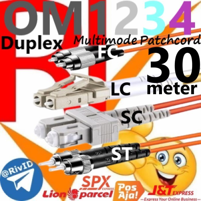 Patchcord Duplex 30m FC LC SC ST Multimode OM1 OM2 OM3 OM4 สายแพทช์ 30 เมตร Fiber Optic Multi Mode