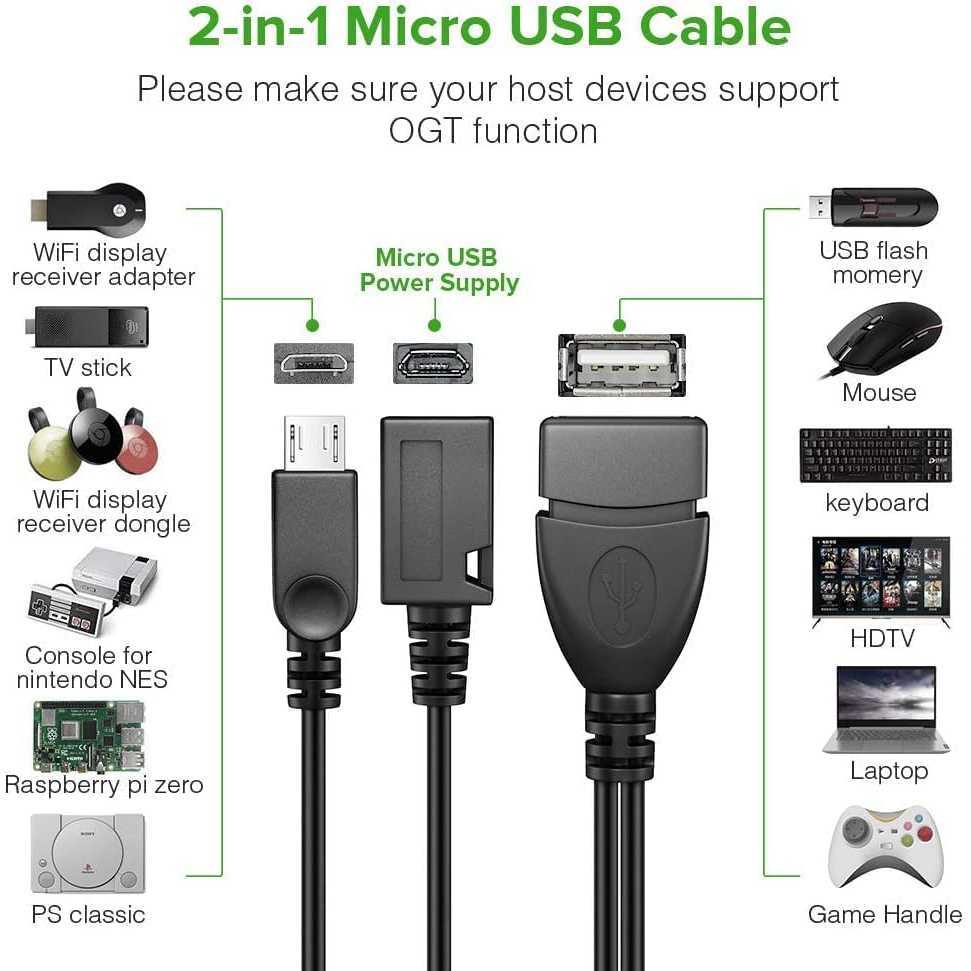 OTG Micro USB เป็น USB Female Plus Micro USB Female