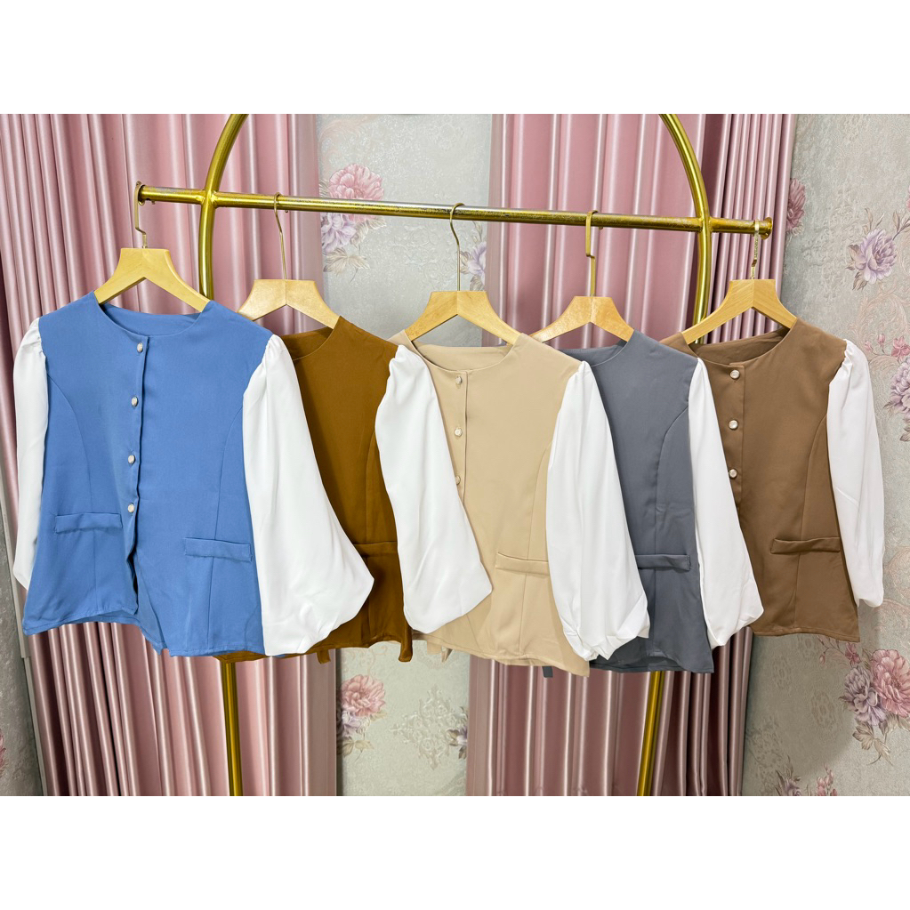 Modern เสื้อเบลาส์แขนบอลลูน LD 110 P 65 วัสดุ Celine