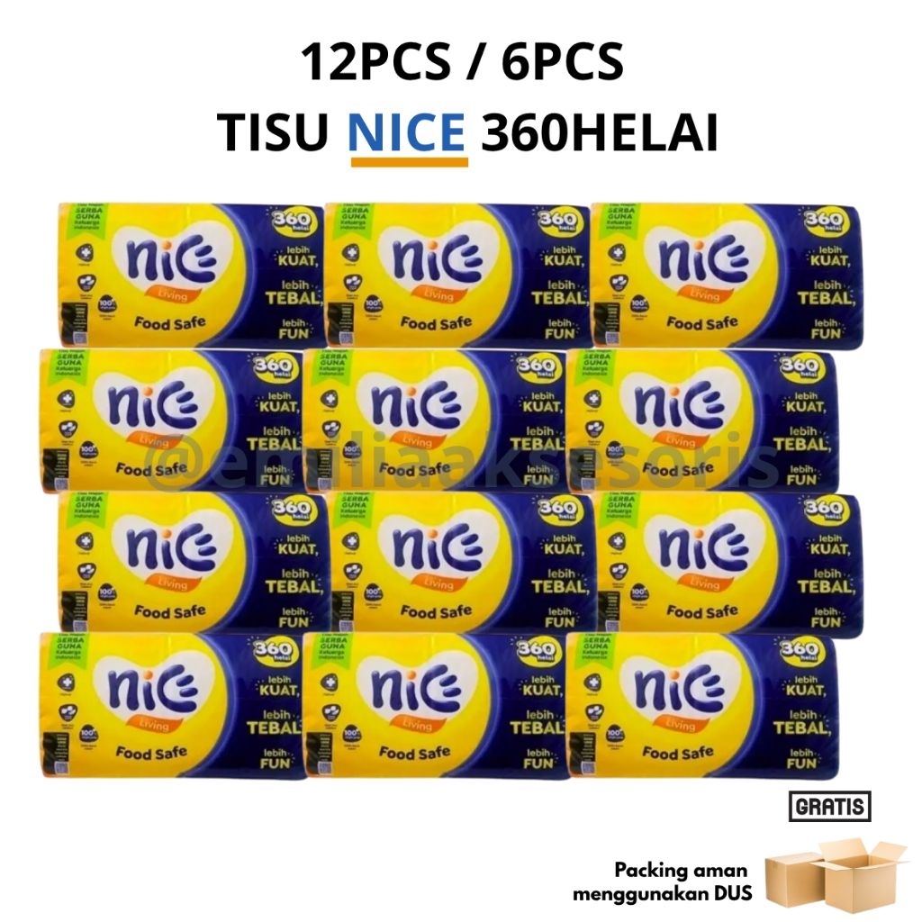 [12 ชิ้น / 6 ชิ้น] กระดาษทิชชู่ DOZEN NICE 1 แผ่น