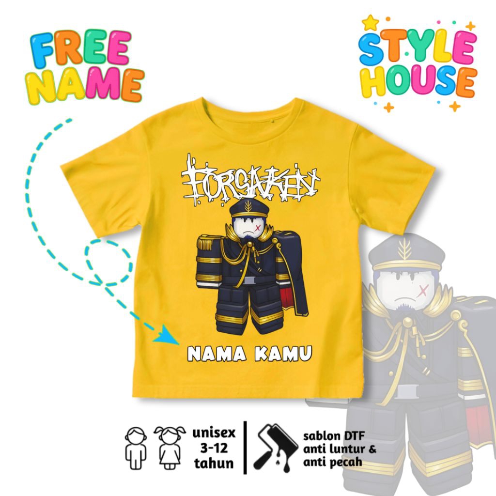 Forsaken Guest 1337 Roblox ตัวอักษรเด็กเสื้อยืดฟรี NAME/เด็กท็อปส์ทําจากผ้าฝ้ายหวี