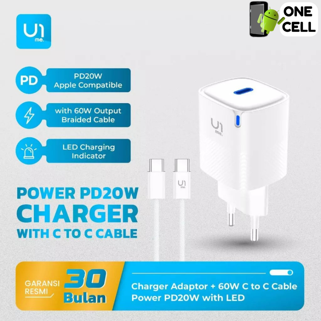HP U1me. PC01-CC Charger Set + Type-C to Type-C Braided PD 20W Fast Charging Head Cover สําหรับ Andr