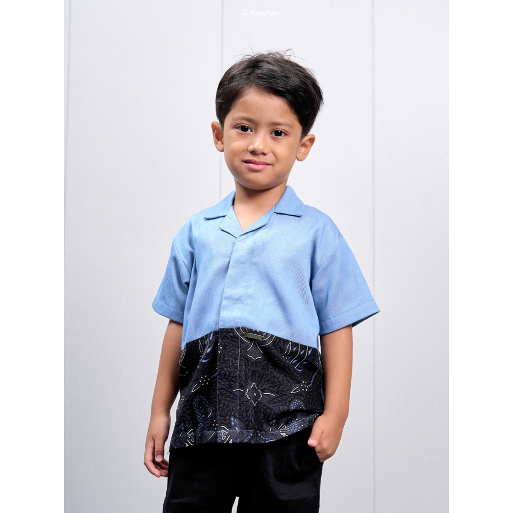 KEMEJA FinoFoni Gavin Baby Blue Short Sleeve Infant Boys Shirt