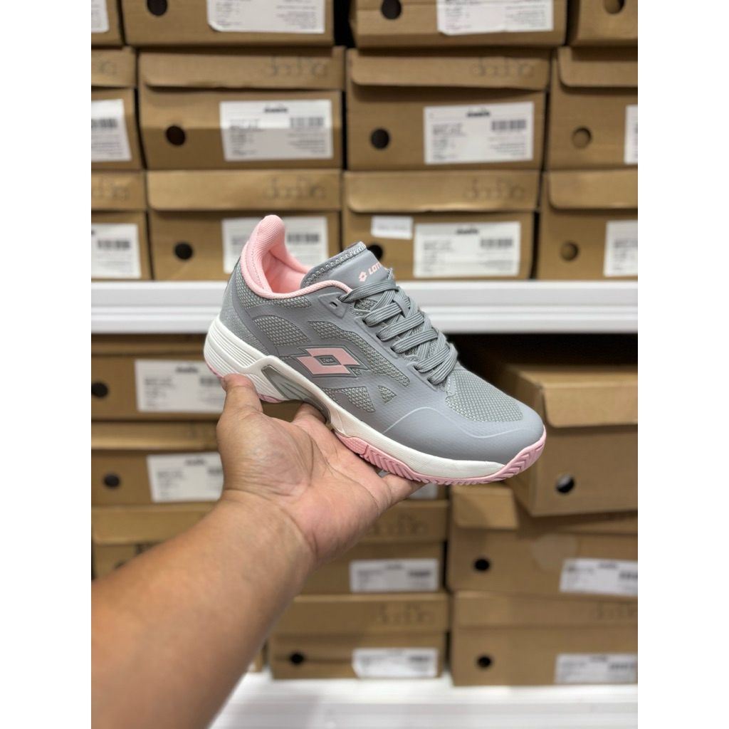 TENNIS SHOES BADMINTON PADEL LOTTO ENRICO JR GREY LOTCT250401รองเท้าต้นฉบับ G