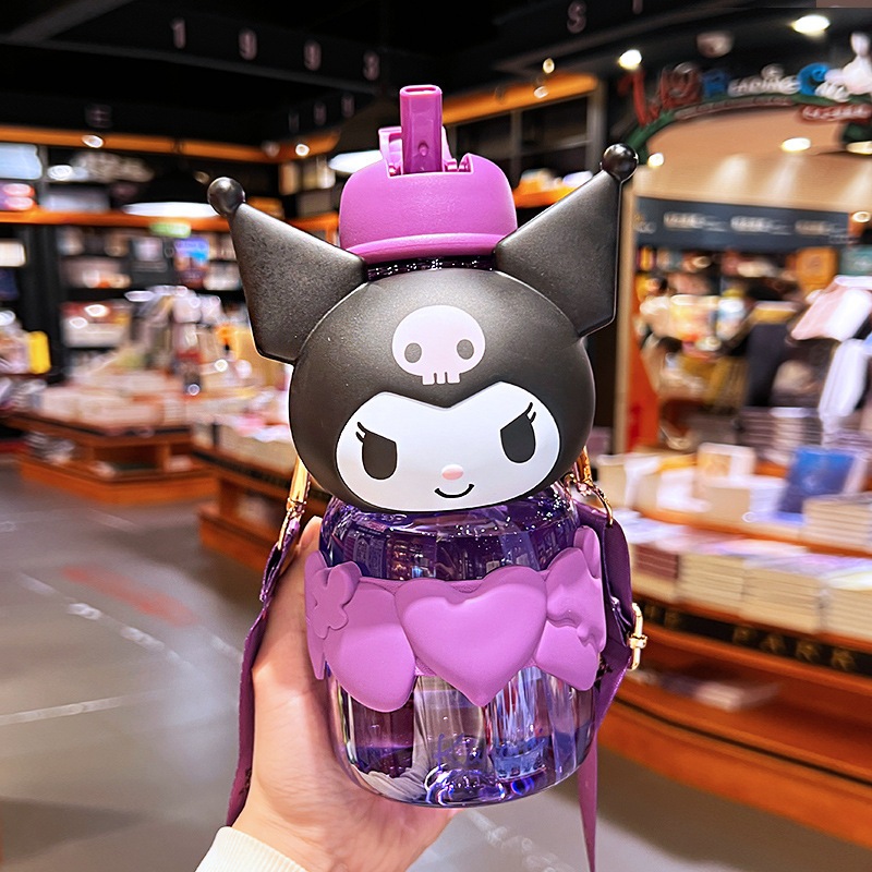 Sanrio ขวดดื่มตัวละครสําหรับเด็ก 850mL Tritan ดูด BPA ฟรี Kuromi My Melody Cinnamoroll SN 8846