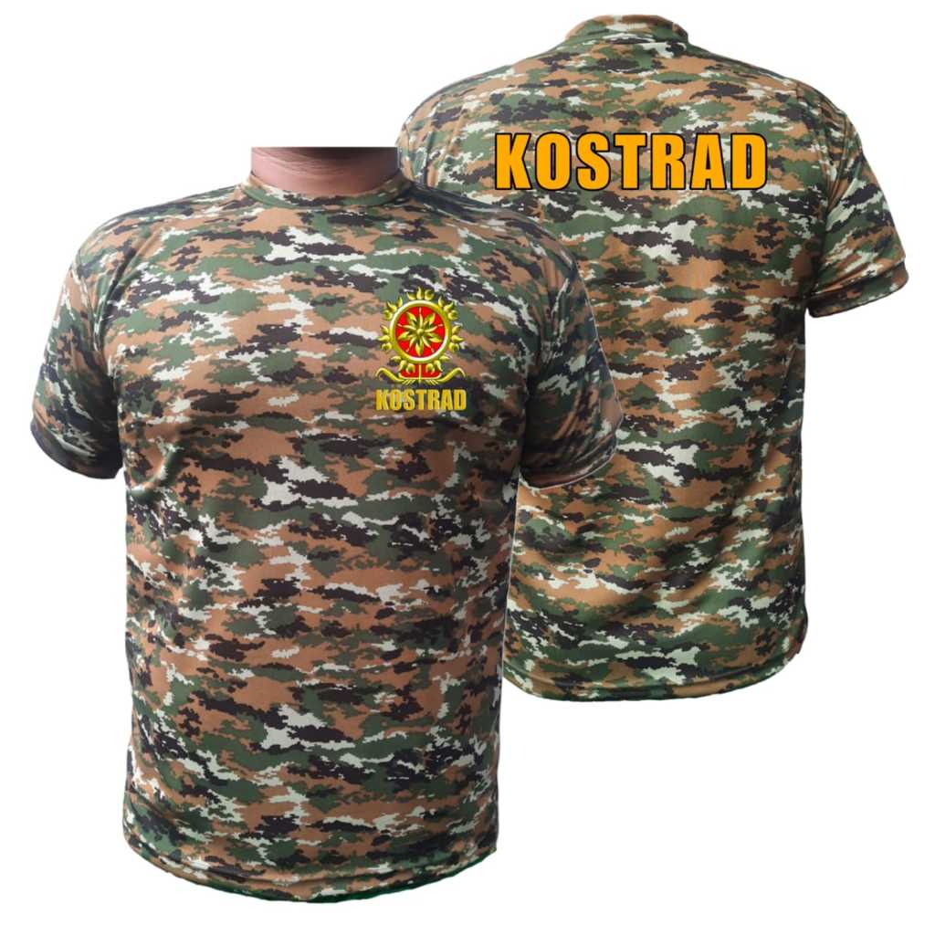 เสื้อยืดลายพราง Dry Fit พร้อม KOSTRAD TNI Trimatra Sage Green LOGO Short Sleeve - ดีไซน์ล่าสุด
