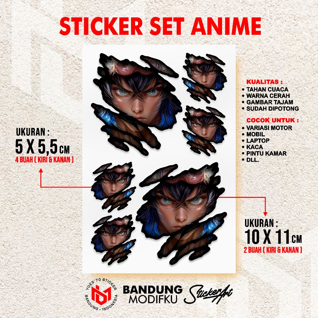 UNIVERSAL ANIME STICKER SET / ANIME SET 51 / HELMET STICKER - MOTORCYCLE - CAR - LAPTOP - BIKE / ETC