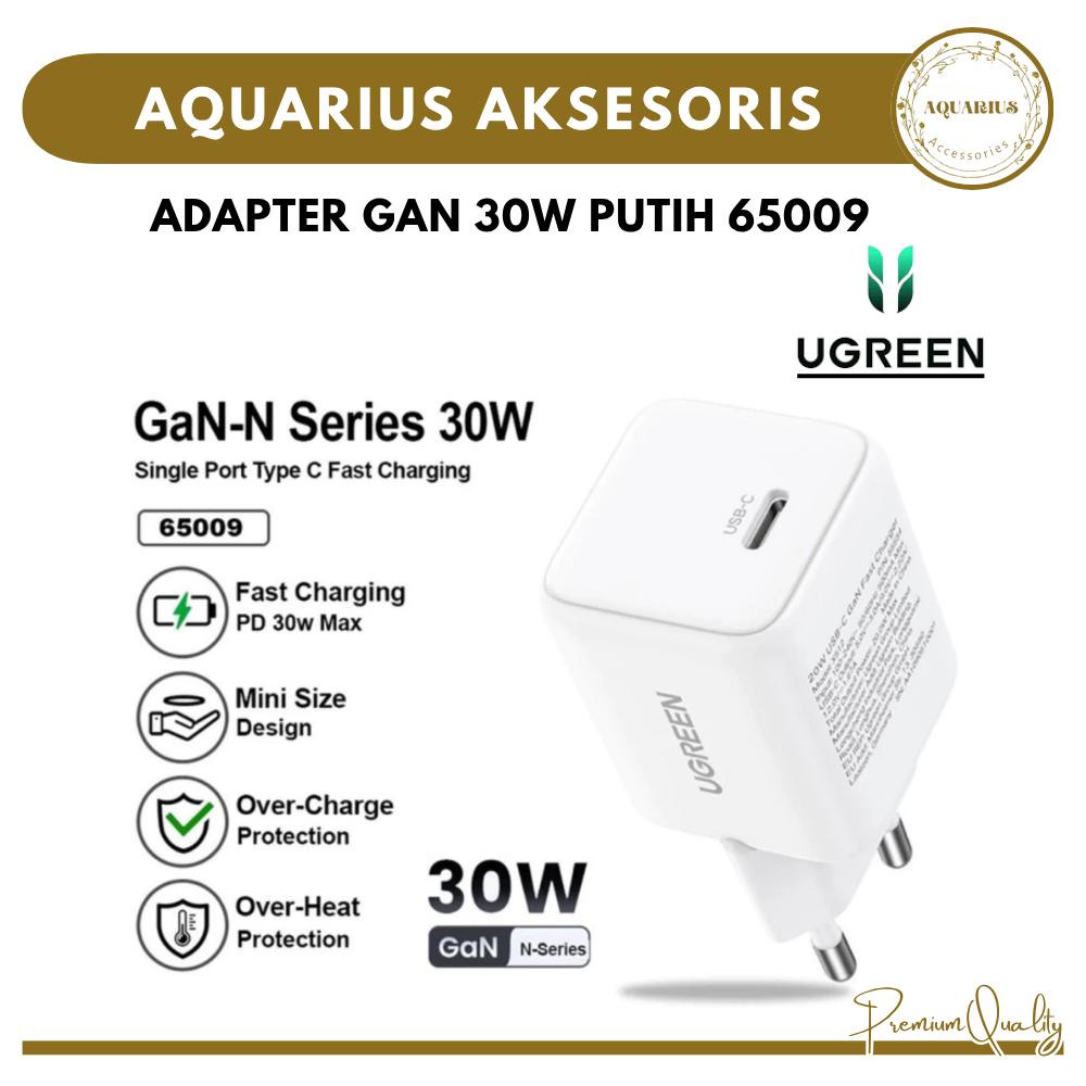 [UGREEN] หัวชาร์จ PD Type C 30W Gan Fast Charging | อะแดปเตอร์ Ugreen 30W Gan Series พร้อมการรับประก