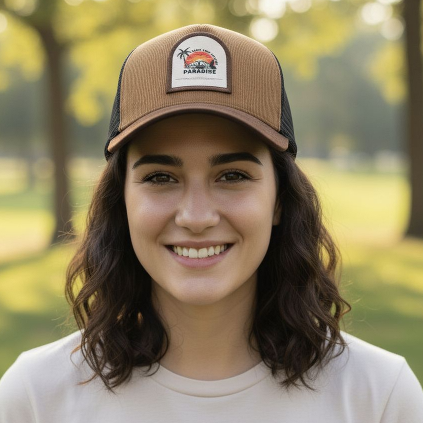 Wankbay trucker corduroy paradise หมวกตาข่ายวันหยุด distro