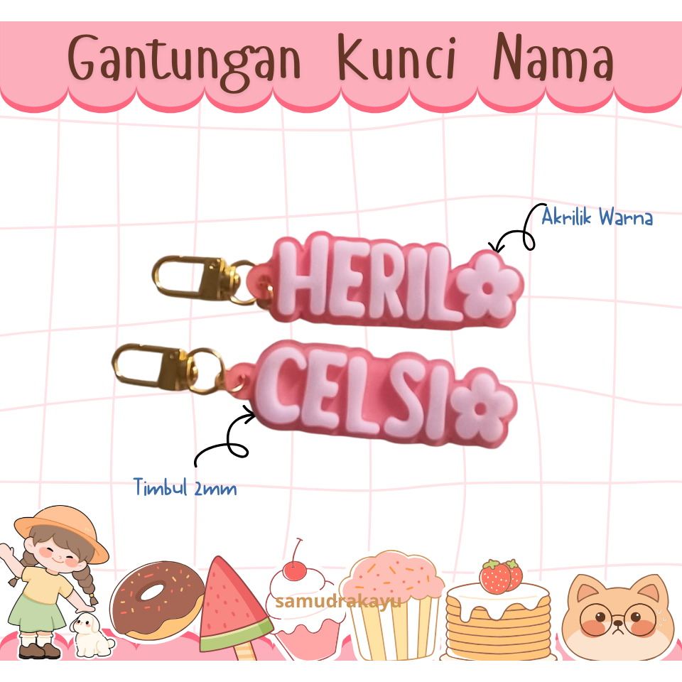GANTUNGAN CUSTOM NAME KEYCHAIN (สีขาว RAISED NAME WRITING) / NAME KEYCHAIN / CUSTOM NAME KEYCHAIN