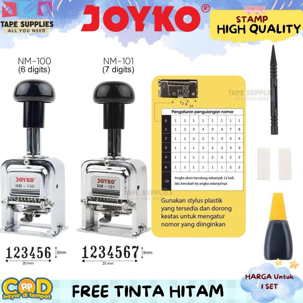 เครื่องตัวเลข Joyko NM-100 & NM-101 – เครื่องมือตัวเลขแสตมป์อัตโนมัติ + หมึก