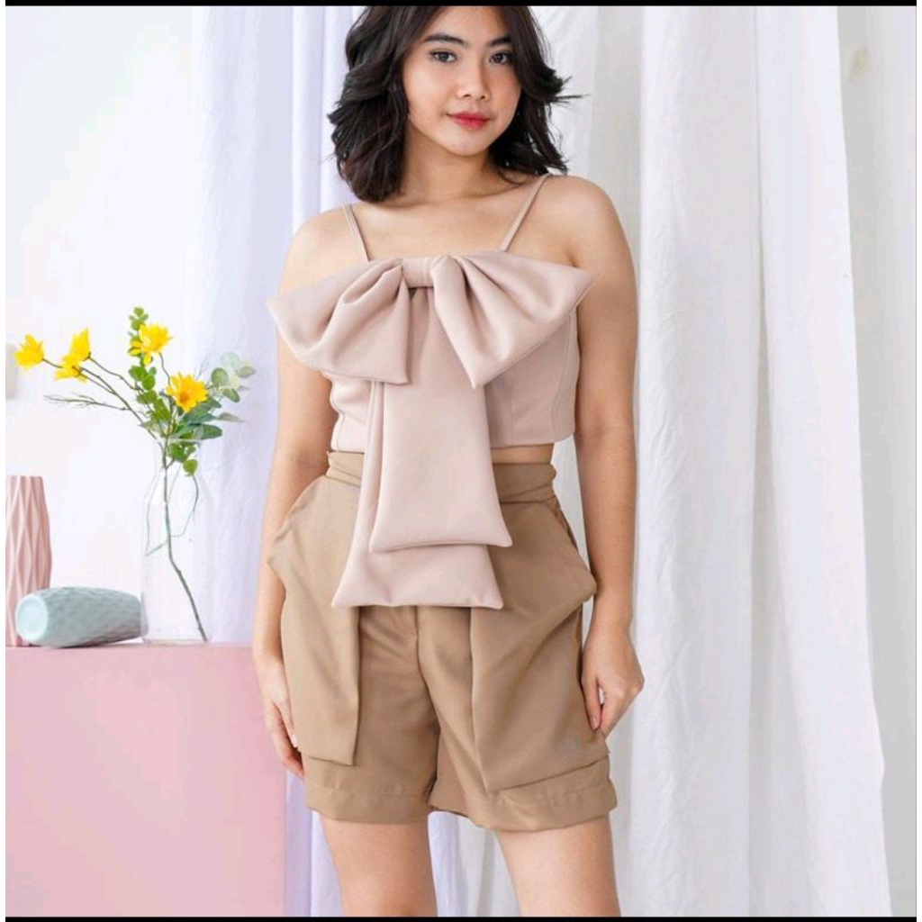 Bowie Crop Top ชุดชายหาดแขนกุดลึกผู้หญิงเซ็กซี่