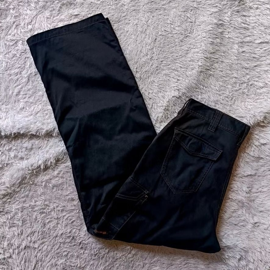 Y2k กางเกงคาร์โก้สีดําวินเทจแกร่ง