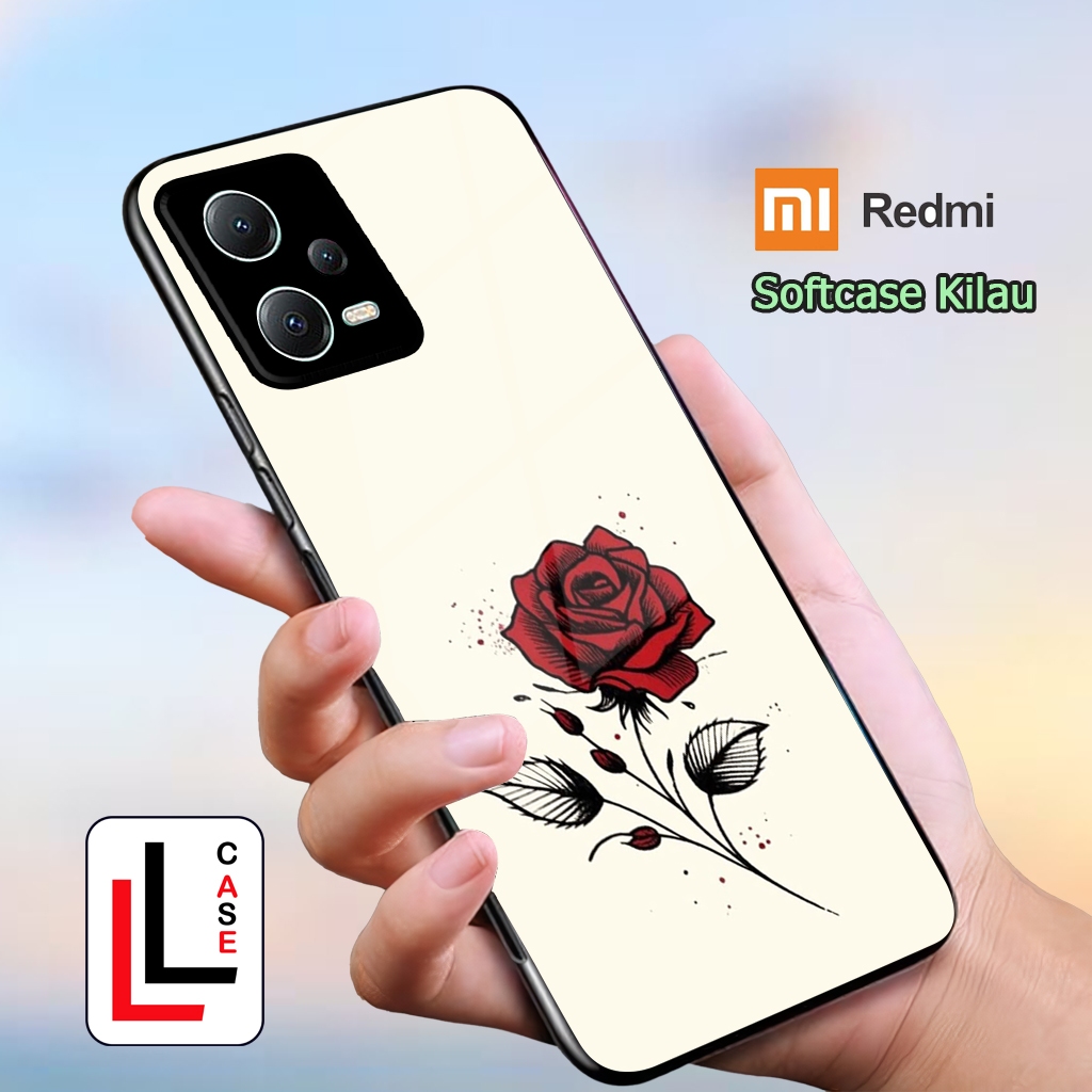 MAWAR MERAH {LL1374} Softcase Case Glitter Xioami Redmi Note 12 4G,Redmi Note 13,Redmi Note 14 ฟิล์ม