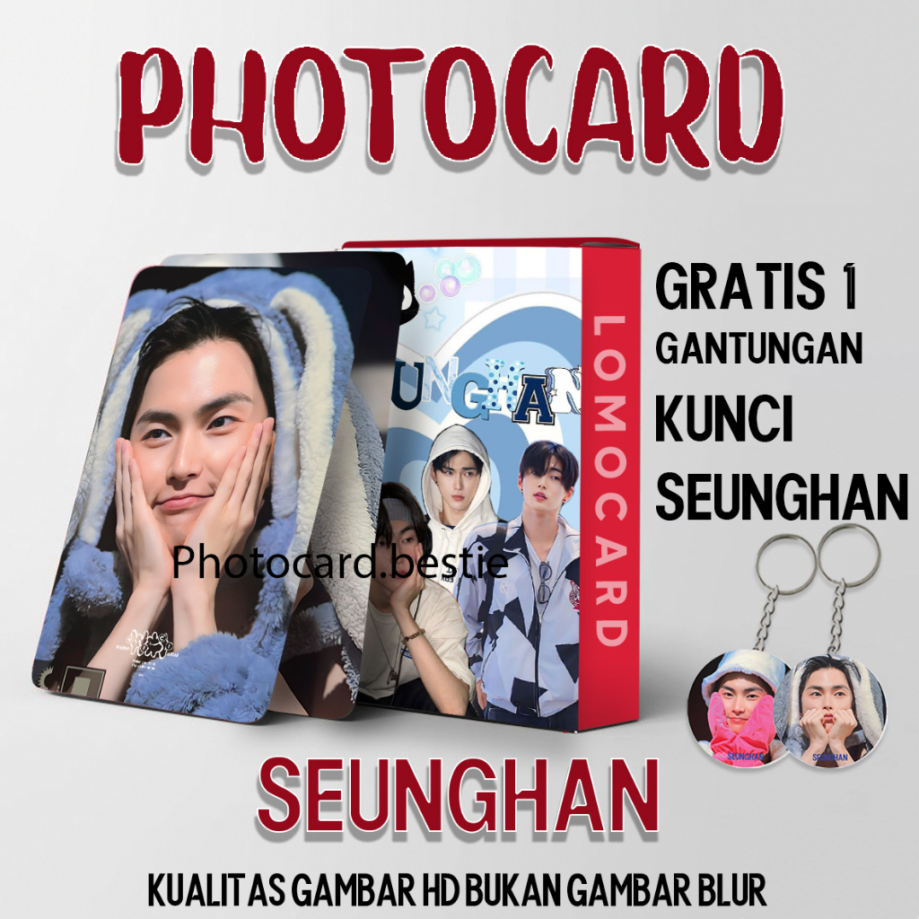 GANTUNGAN "ฟรีพวงกุญแจ" โฟโต้การ์ด SEUNGHAN 50 ชิ้น มีนาคมอุปกรณ์เสริม