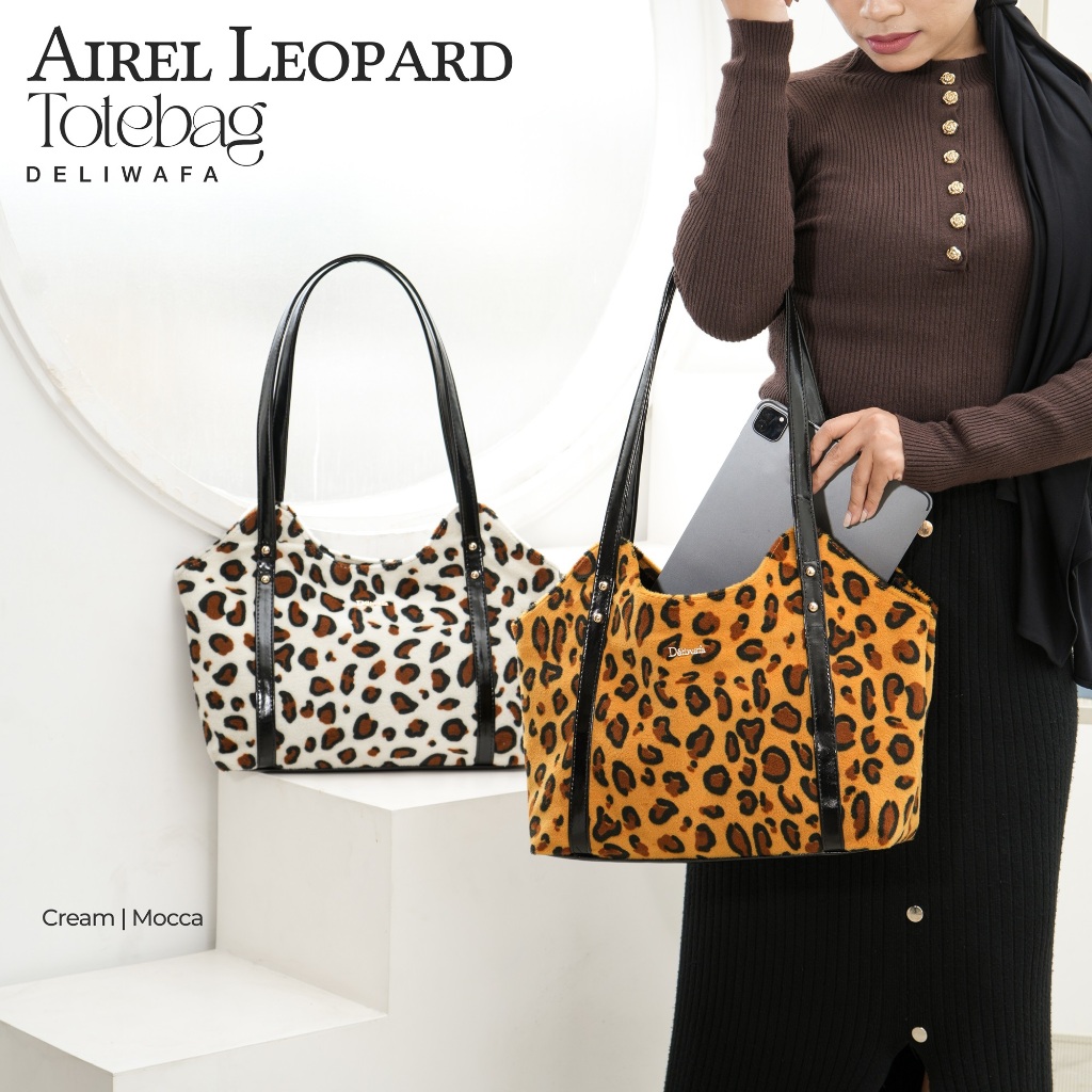 กระเป๋าโท้ต Deliwafa Airel Leopard | กระเป๋าแฟชั่นผู้หญิง