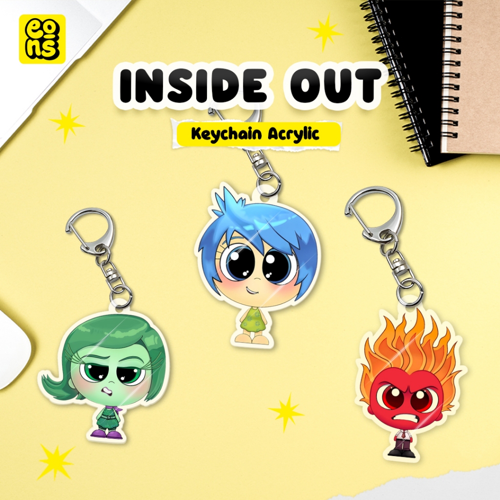 GANTUNGAN Inside Out พวงกุญแจอะคริลิค | พวงกุญแจตัวละคร Joy Sadness Anger Pixar น่ารัก