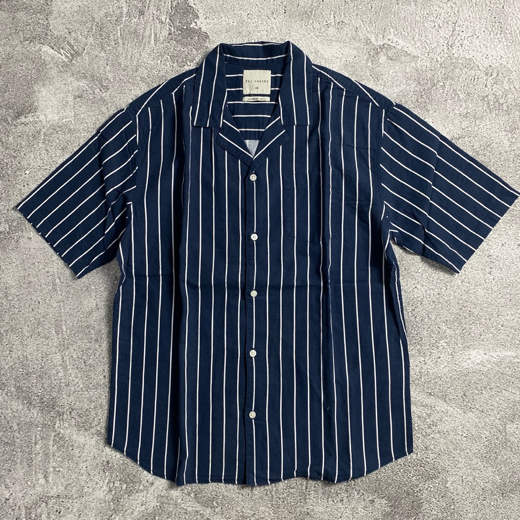 STRIPE BLUE OPENCOLLAR SHIRT By TTJ Nearby