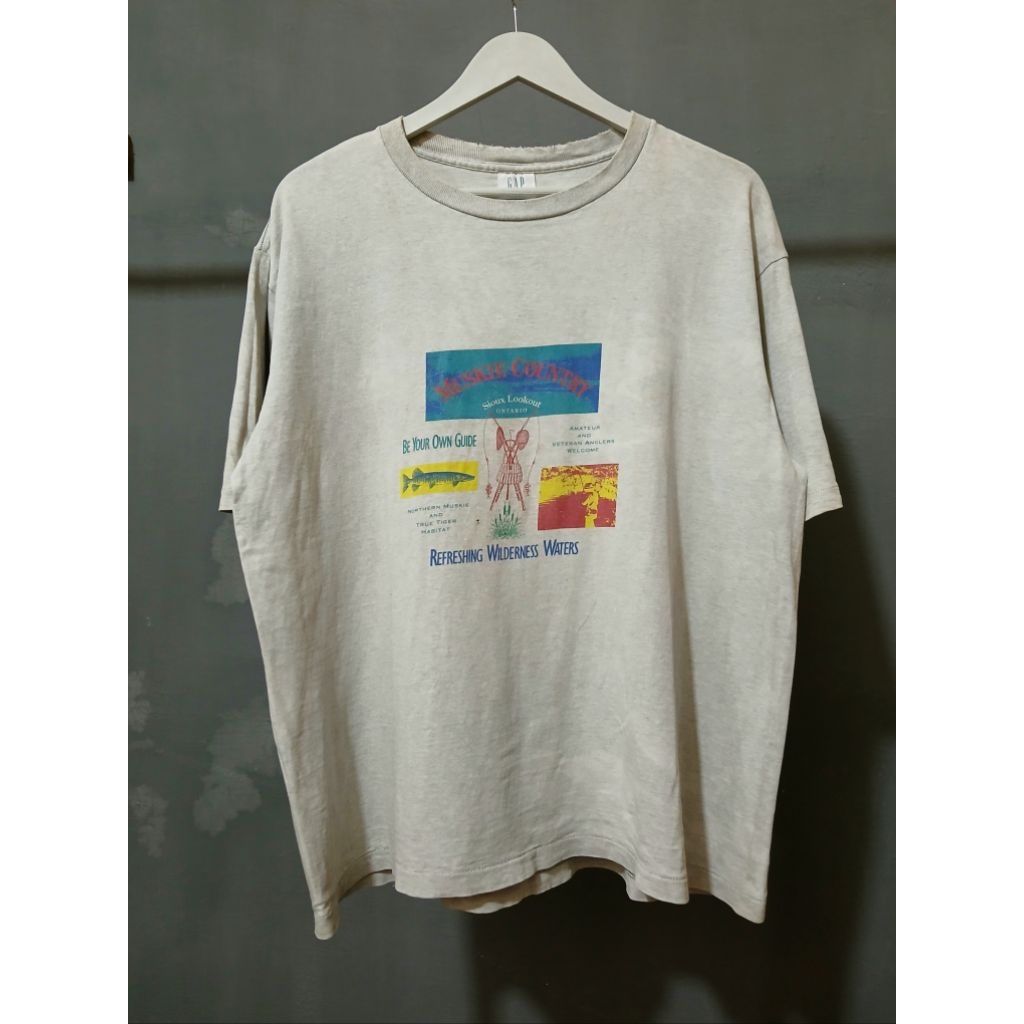90s GAP Muskie Country Fishing Refreshing Wildernes Waters เสื้อยืด - M Fit L