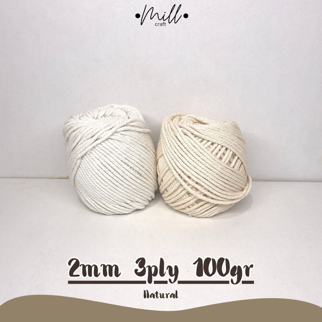 KATUN 2mm 100gr 3ply Natural Cotton Rope โดย Millcraft | 2MM MACRAME THREAD / 2MM MACRAME ROPE / ผ้า