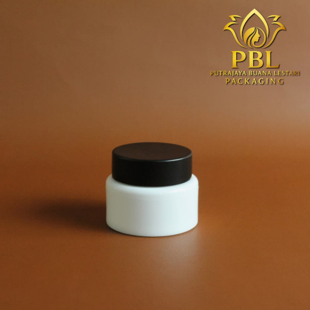 PP RR POT 10 GR WHITE BLACK CAP / 10 GR FLAT CREAM POT / CREAM & COSMETIC PACKAGING POT 10gr