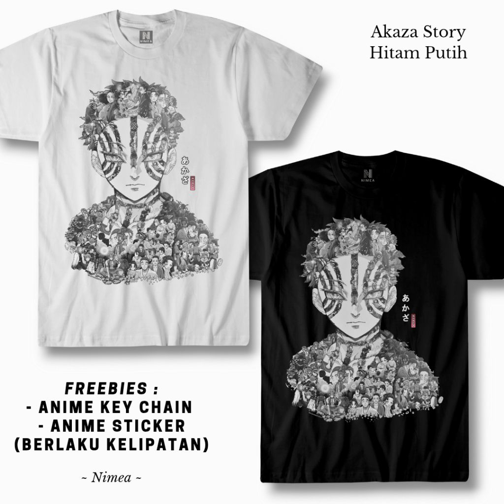 เสื้อยืด Akaza Story Art สีดําและสีขาว - Nimea