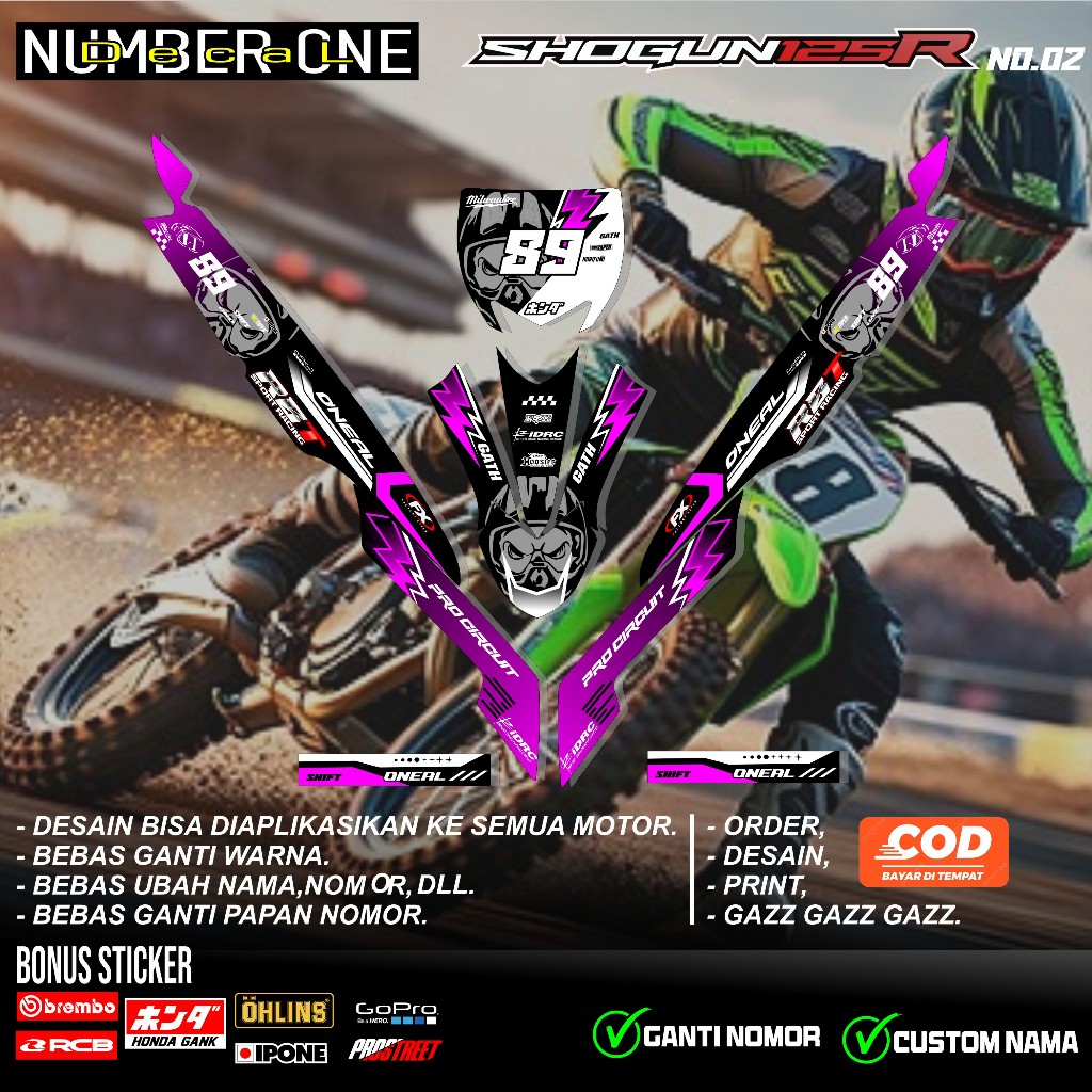 สติ๊กเกอร์ RBT SHOGUN 125R MOTOR RBT BEBEK MODIF SUPERMOTO YZ CRF KLX KX KTM RBT รหัส no.02