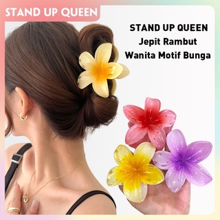 [COD] Jepit rambut Jedai 8CMJepitan Rambut Bunga Kamboja Gaya Liburan di Tepi Pantai Aksesori Rambut Akrilik