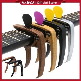 KAWES Guitar Capo LGL-06 Clamp Aluminium Alloy Metal Wood Grain Quick Change Key Acoustic Capo Aksesoris Gitar Gantungan Gitar Akustik Kapo